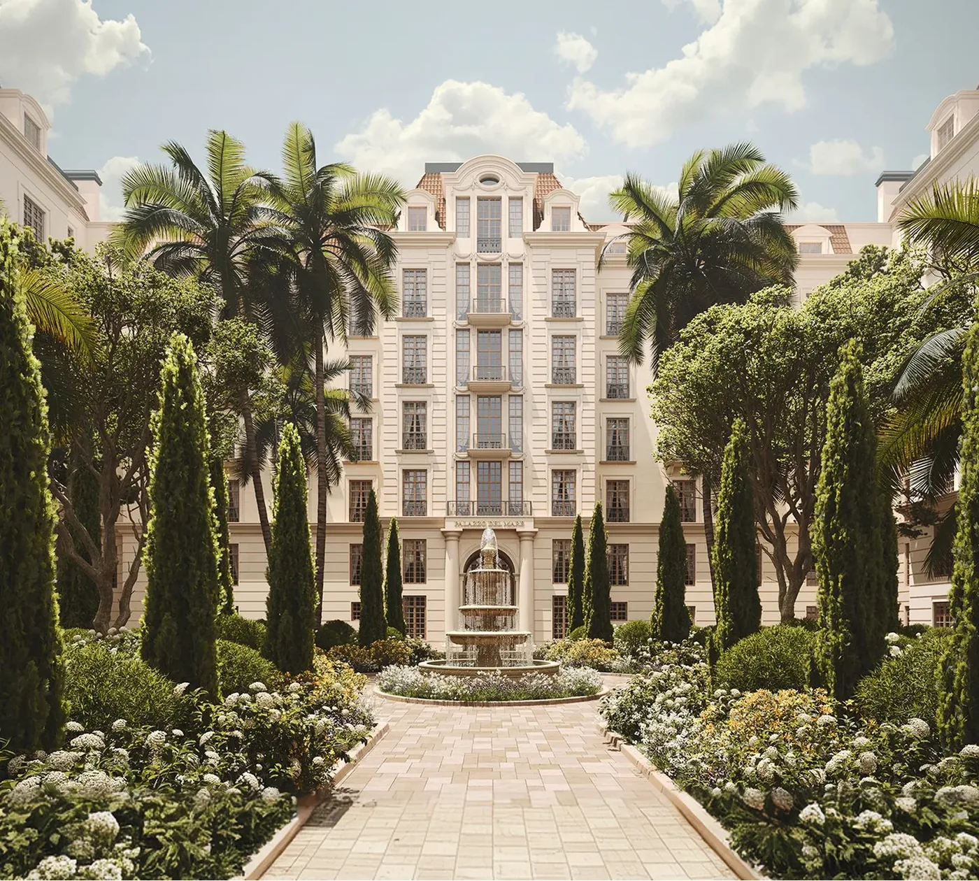 Визуализация: Palazzo del Mare: будущий двор с фонтаном