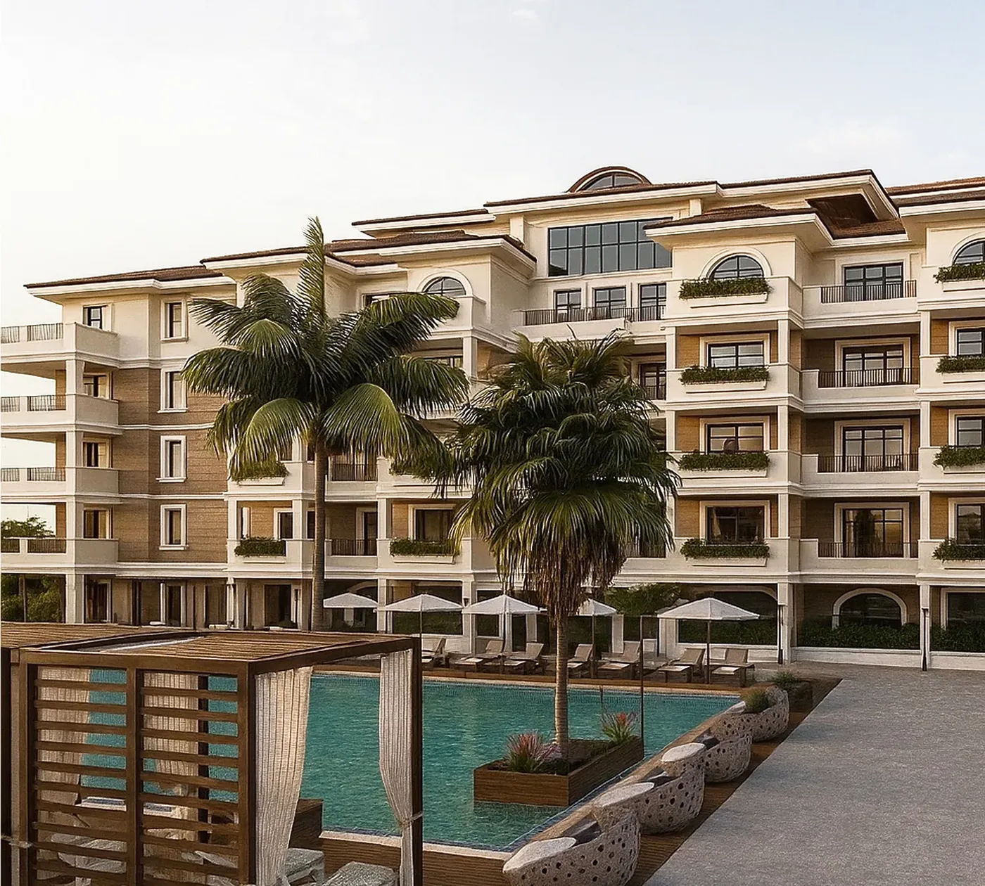Визуализация: Palazzo del Vento: двор с бассейном
